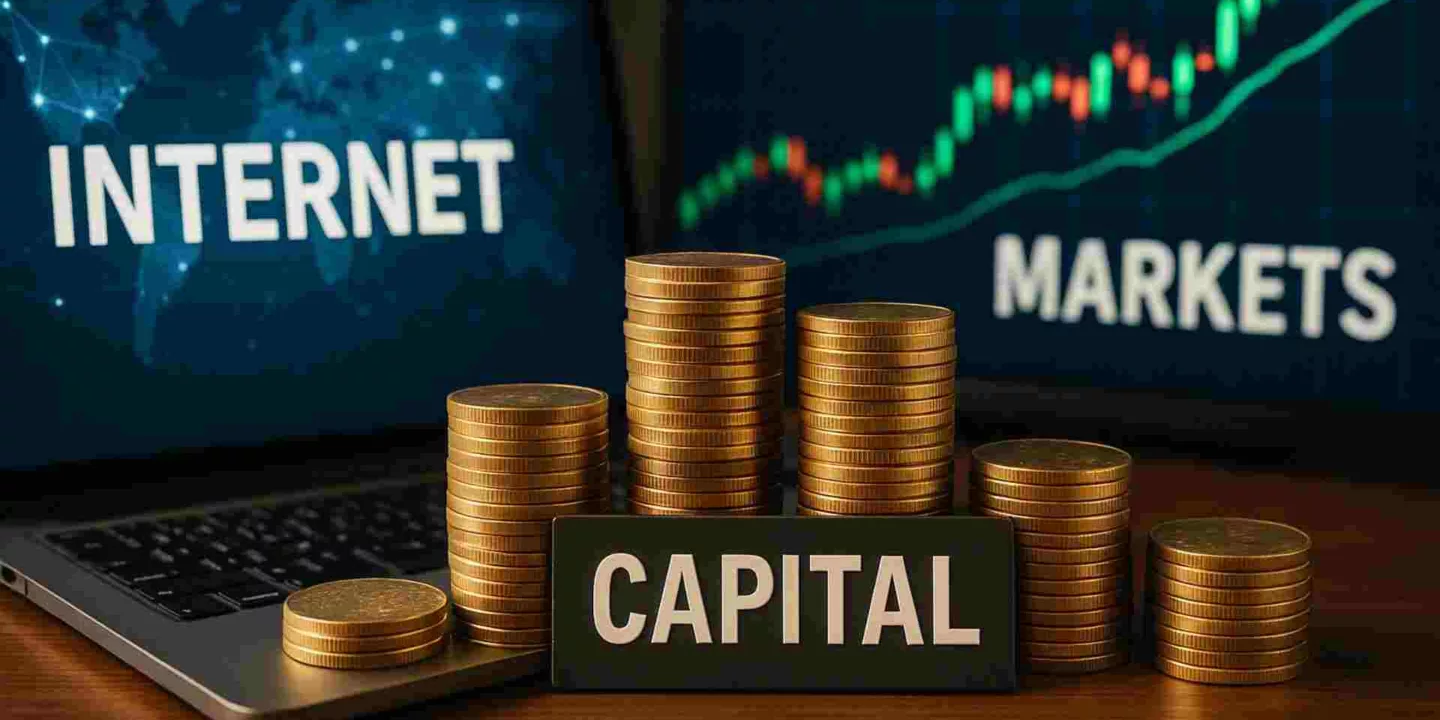 Visual representation of Internet Capital Markets trends including AI, tokenized fundraising, and social media integration